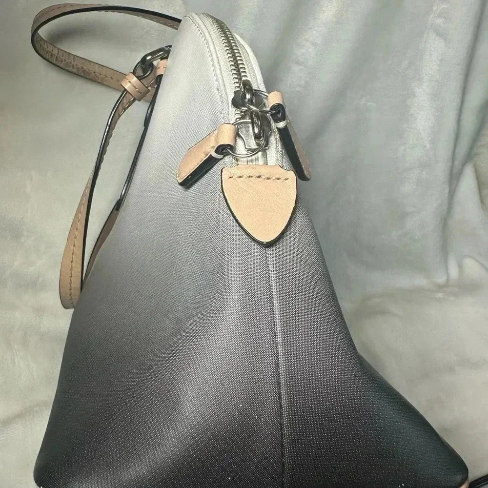 Coach Madison Sophia Ombre Dome Satchel Ivory Black Gradient Leather Handbag